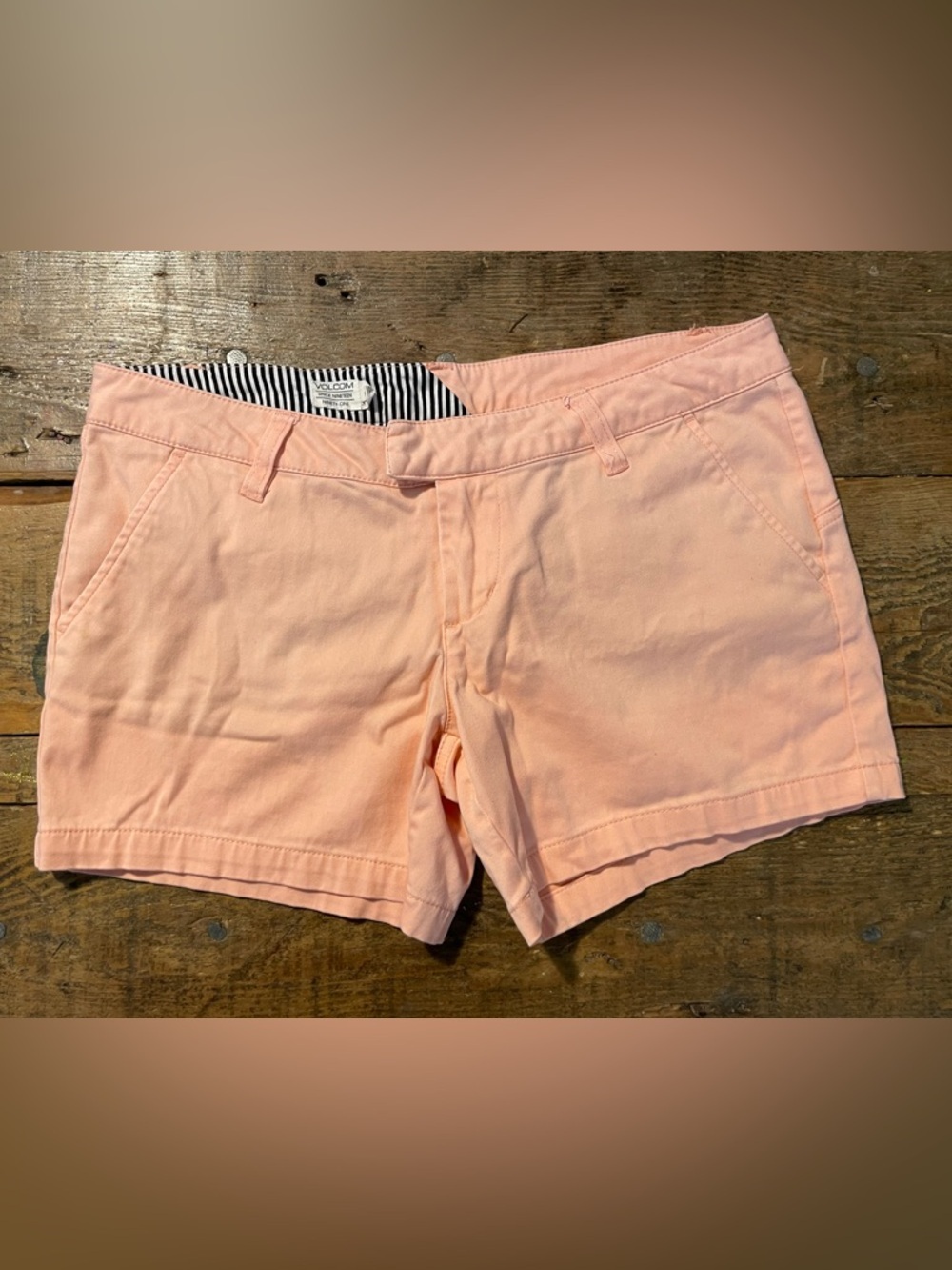 Volcom Women’s Peach Chino Bermuda Shorts